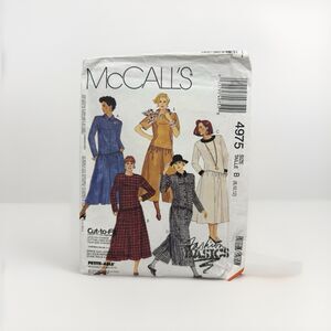 McCall's 4975 Sewing Pattern Crafts Size 8 10 12 Misses Dress Split Skirt